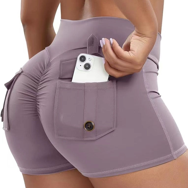 Women's Workout Shorts Peach Hip Tight Fitting Workwear