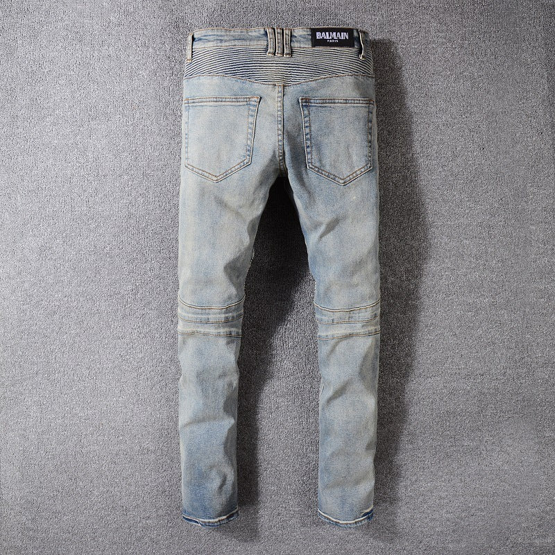 Men's Biker Jeans - Moto Style Denim Pants